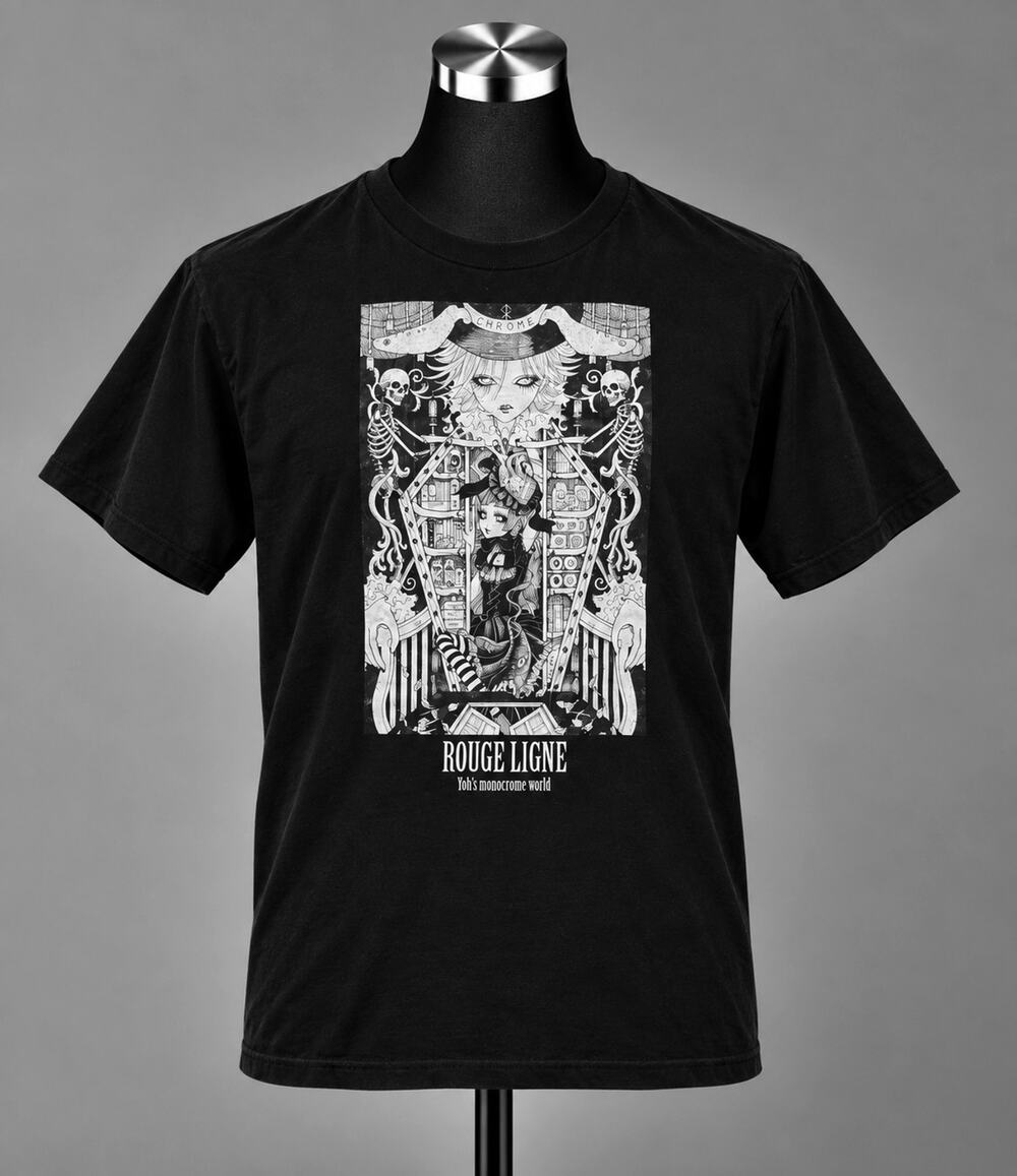Yoh Rouge Ligne Monochrome World Japanese Artist Graphic T-Shirt Black Size XL